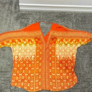 Rose & Olive Orange summer Tunic Size 1X